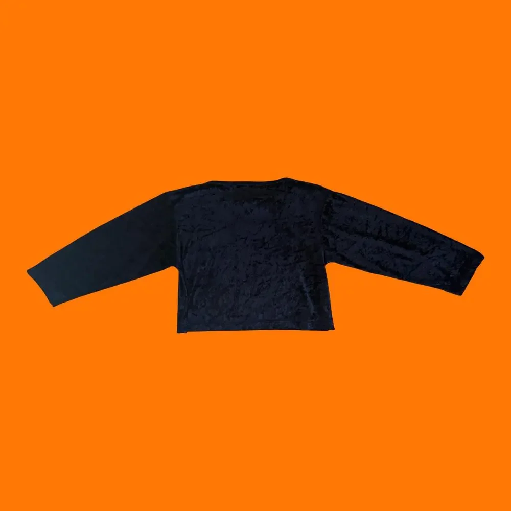 90's vintage navy crushed velvet crop top MEDIUM